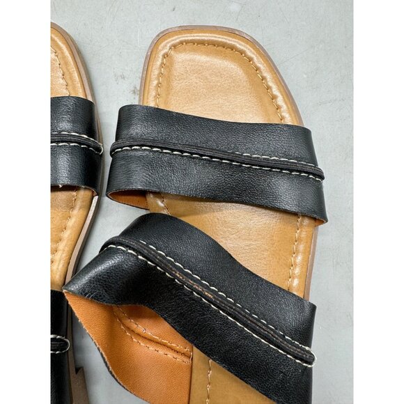 Coach & Four made in Italy Women's Black Leather Sandals Size 9 slip on READ - Picture 6 of 6